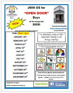 La Pine Grange Open Door Days Flyer