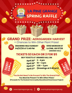 La Pine Grange Mini Aerogarden Raffle Flyer - 2025