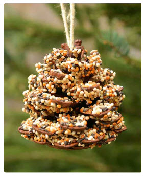 Homestead Quilts Pinecone Bird Feeder. Grange Open Door Days Craft Project.