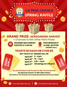 La Pine Grange Mini Aerogarden Raffle Flyer - 2025