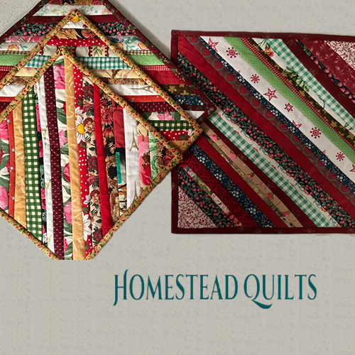 Homestead Quilts. La Pine Grange Crazy Quilt Potholders Class.