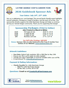 Coop & Garden Tour Sponsor Ads 2026. Click to view PDF.