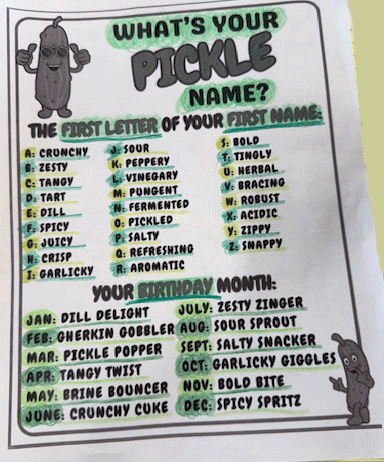 Pickle Name Chart