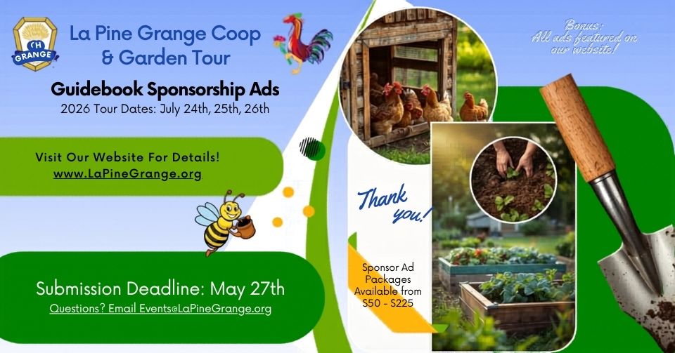 La Pine Grange Coop & Garden Tour Guidebook Ads