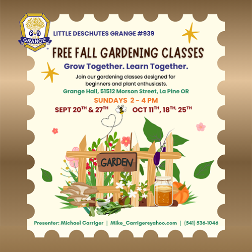 Fall Gardening Classes – Free – Sept 27th