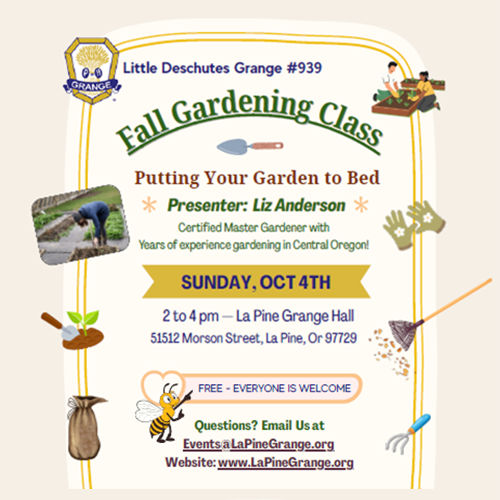 Fall Gardening Classes – Free – Oct 4th